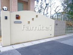 洋風門柱 塗り壁 エスケー化研 ベルアート塗装 こて仕上げ スリット加工