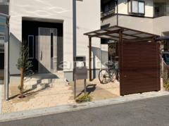1階テラス屋根 (雨除け) 三協アルミ フル木製調 ナチュレSテラス フラット屋根 スタンダード 壁付 人工木・樹脂 フェンス(木調) F&F マイティウッド ベーシック極 高尺タイプ 目隠し 木調・ラティス 樹脂