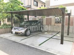 カーポート2台(ワイド) ツイン LIXIL 木製調 カーポートSC フラット屋根 吊り下げ屋根