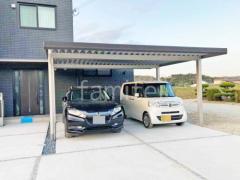カーポート2台(ワイド) ツイン YKKAP 木製調 ジーポートPro 積雪30cm対応 フラット屋根 折板屋根