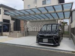 カーポート2台(ワイド) ツイン YKKAP エフルージュ FIRST EX フラット屋根 後ろ柱