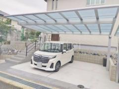 カーポート2台(ワイド) ツイン YKKAP エフルージュ FIRST EX フラット屋根 後ろ柱