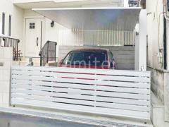 カーポート1台 (単棟) LIXIL カーポートSC フラット屋根 吊り下げ屋根 2台ワイド 跳ね上げ門扉ゲート LIXIL オーバードアS5型