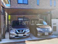カーポート2台(ワイド) ツイン LIXIL 木製調 カーポートSC フラット屋根 吊り下げ屋根