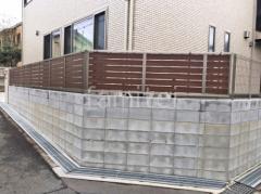ブロック塀 (化粧ブロック) 太陽エコブロックス 普通CB アルミ形材 フェンス LIXIL 木製調AB YS3型 横スリット3 目隠し 木調・ラティス