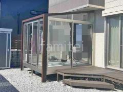 引き戸 樹脂デッキ サンルーム(テラス囲い) YKKAP 木製調 ソラリアF 積雪50cm対応 フラット屋根
