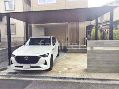 カーポート2台(ワイド) ツイン LIXIL 木製調 カーポートSC フラット屋根 吊り下げ屋根