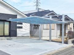 カーポート2台(ワイド) ツイン 三協アルミ ダブルフェース 側面支持 フラット屋根 後ろ柱