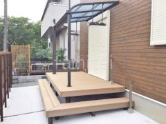 人工木デッキ LIXIL 人工木 デッキDC 1階テラス屋根 (雨除け) LIXIL スピーネR アール屋根 スタンダード 壁付